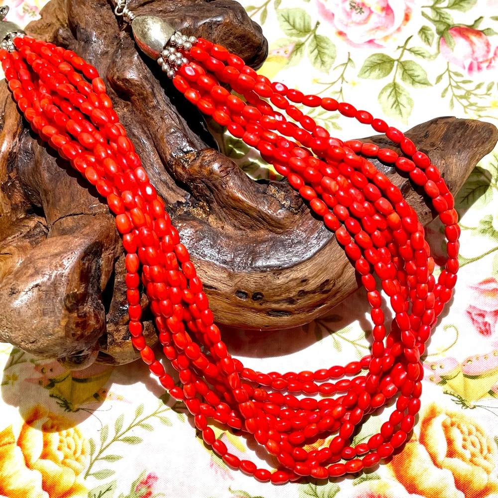 Stunning Sterling Desert Rose Coral Necklace